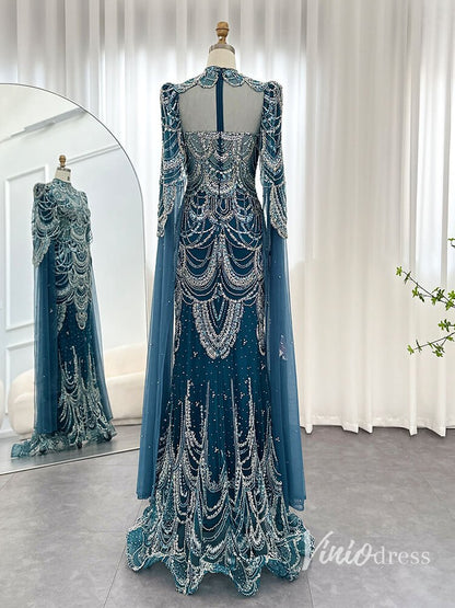 Beaded Vintage Formal Dresses Cape Sleeve Mother of Bride Dress AD1154-Evening Dresses 2025 -Viniodress-Pink-US 2-