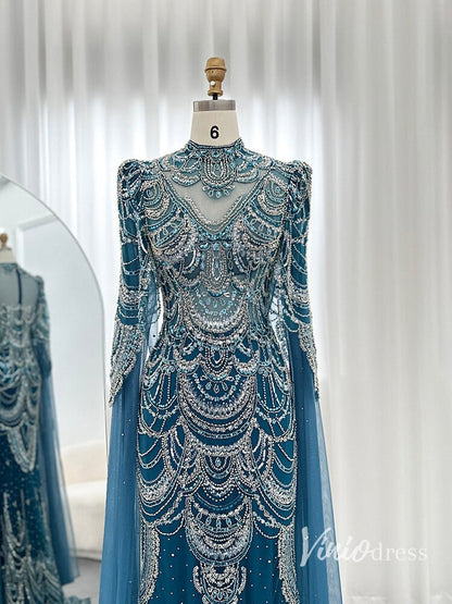 Beaded Vintage Formal Dresses Cape Sleeve Mother of Bride Dress AD1154-Evening Dresses 2025 -Viniodress-Pink-US 2-