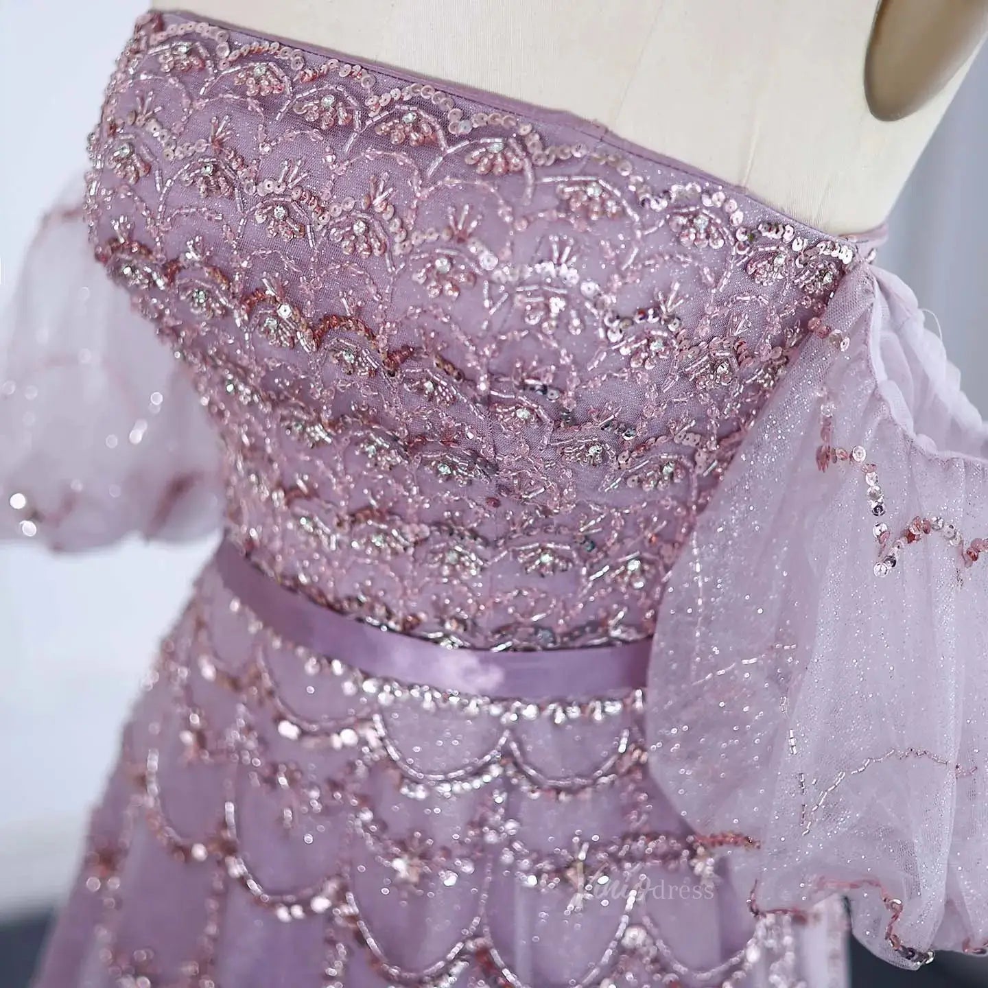 Beaded Vintage Prom Dresses Off the Shoulder A-line Formal Dresses BD009-Evening Dresses 2025 -Viniodress-Champagne-US 2-