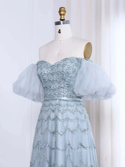 Beaded Vintage Prom Dresses Off the Shoulder A-line Formal Dresses BD009-Evening Dresses 2025 -Viniodress-Champagne-US 2-