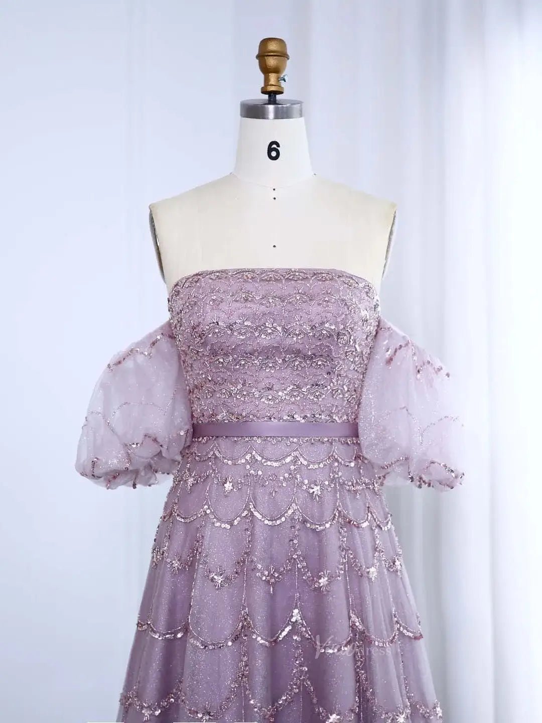 Beaded Vintage Prom Dresses Off the Shoulder A-line Formal Dresses BD009-Evening Dresses 2025 -Viniodress-Champagne-US 2-
