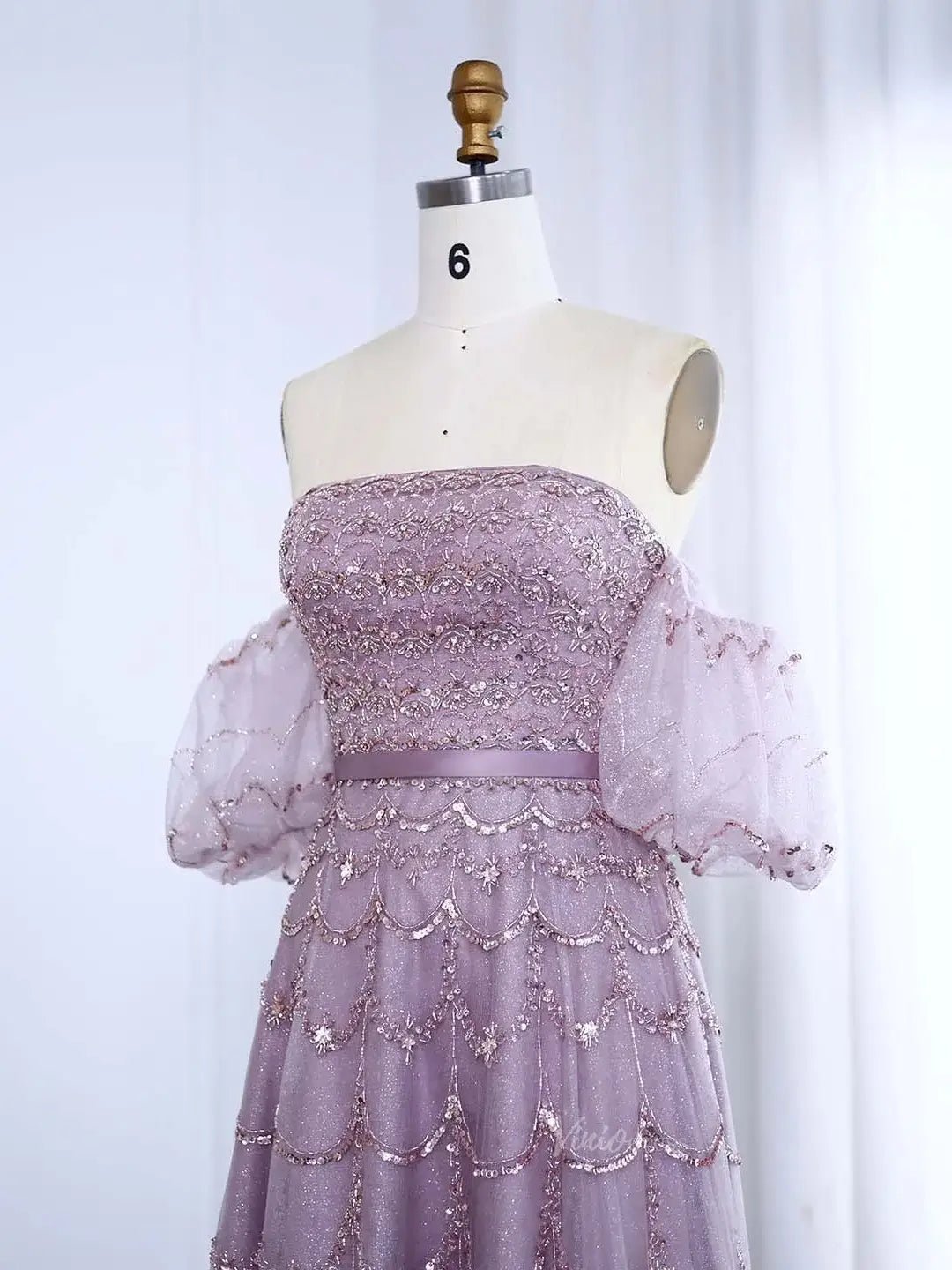 Beaded Vintage Prom Dresses Off the Shoulder A-line Formal Dresses BD009-Evening Dresses 2025 -Viniodress-Champagne-US 2-
