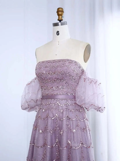 Beaded Vintage Prom Dresses Off the Shoulder A-line Formal Dresses BD009-Evening Dresses 2025 -Viniodress-Champagne-US 2-