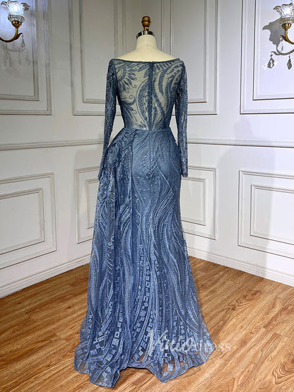Beaded Yellow Lace Evening Dress Long Sleeve Sheath Prom Dresses 20024-Evening Dresses 2025 -Viniodress-As Picture-US 2-