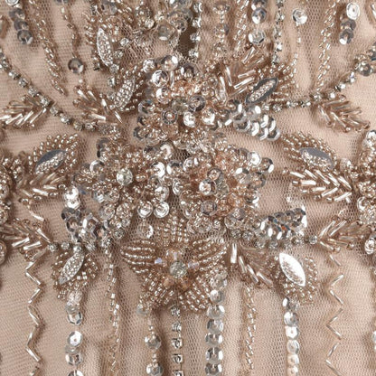 Bishop Sleeve V-neck Beaded Prom Dresses Vinodress FD2604-Evening Dresses 2025 -Viniodress-Taupe-US2-