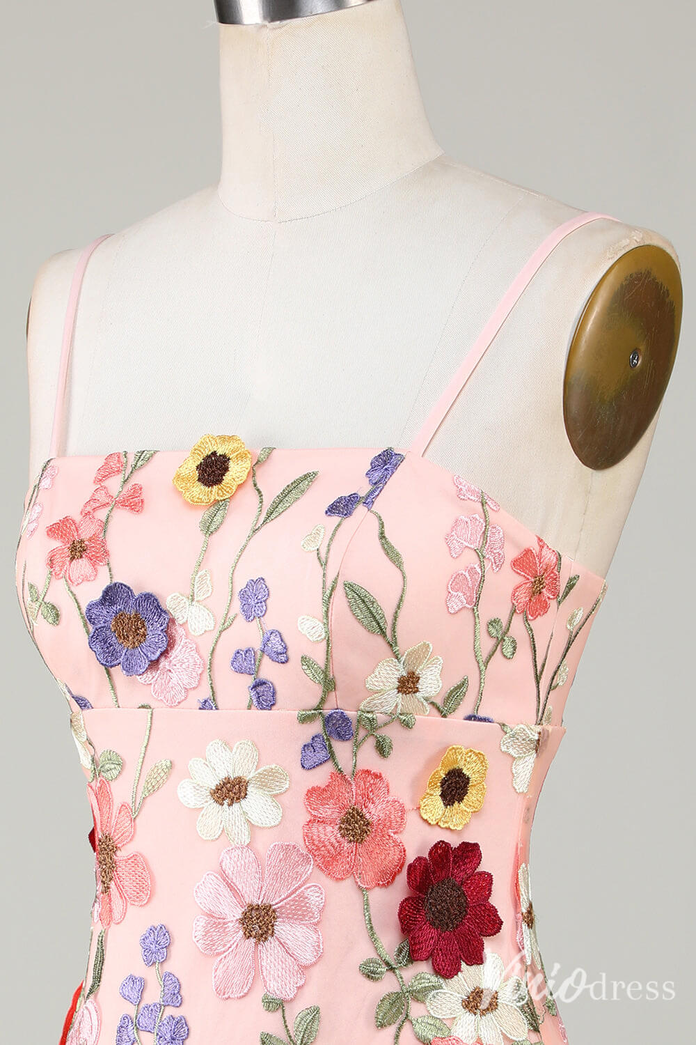 Black 3D Flower Spaghetti Strap Homecoming Dresses Lace Applique Bodycon Dress S24007-prom dresses 2025 -Viniodress-Black-Custom Size-