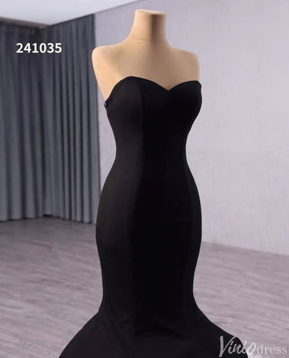 Black and White Mermaid Wedding Gown Strapless Sweetheart Neck Pageant Dress 241035-wedding dresses 2025 -Viniodress-Black-Custom Size-