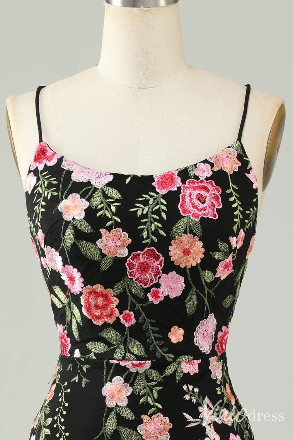 Black Lace Applique Homecoming Dresses Spaghetti Strap Bodycon Dress S24008-prom dresses 2025 -Viniodress-Black-Custom Size-