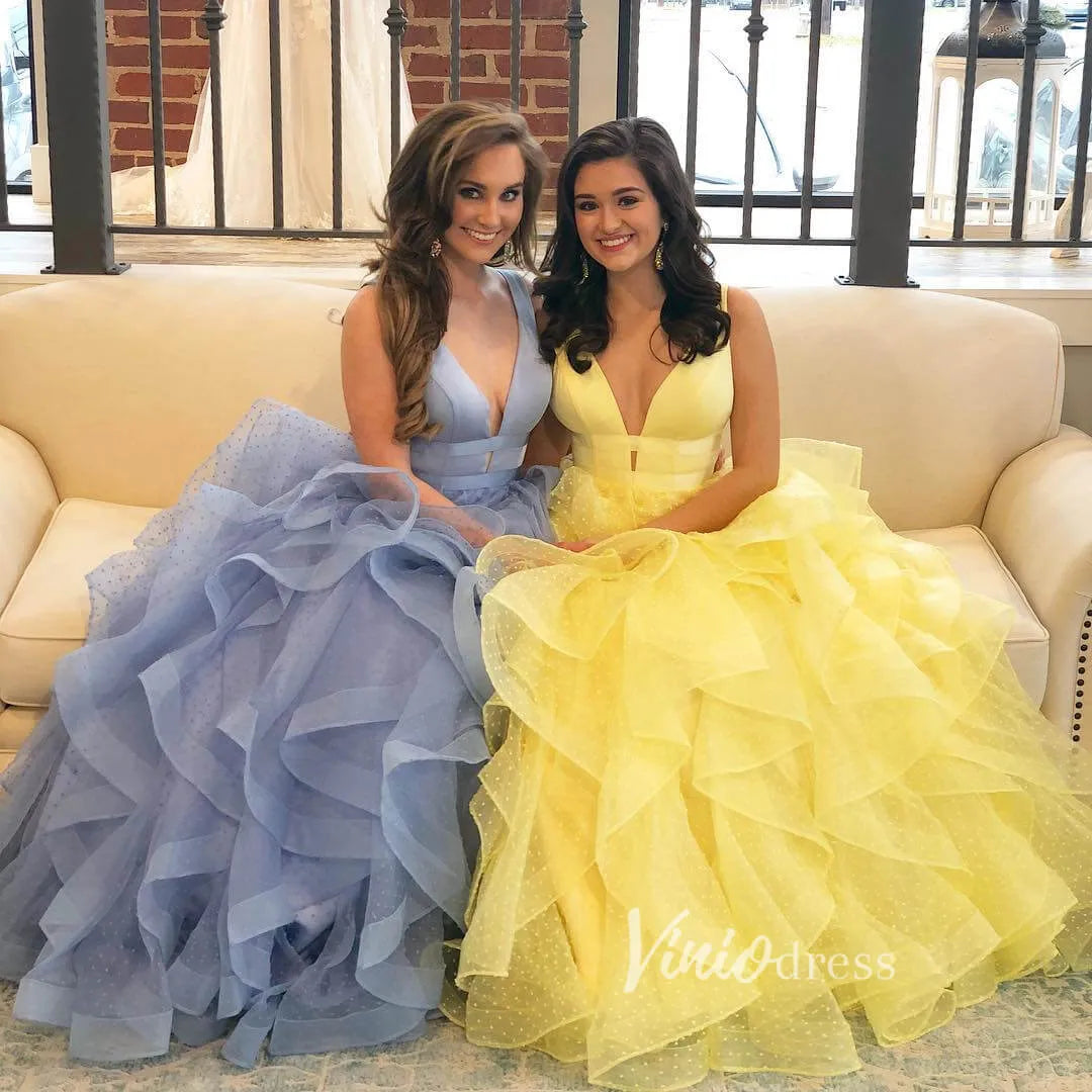 Black Layered Prom Dresses Dotted Tulle Junior Ball Gown FD2140-prom dresses 2025 -Viniodress-Black-Custom Size-