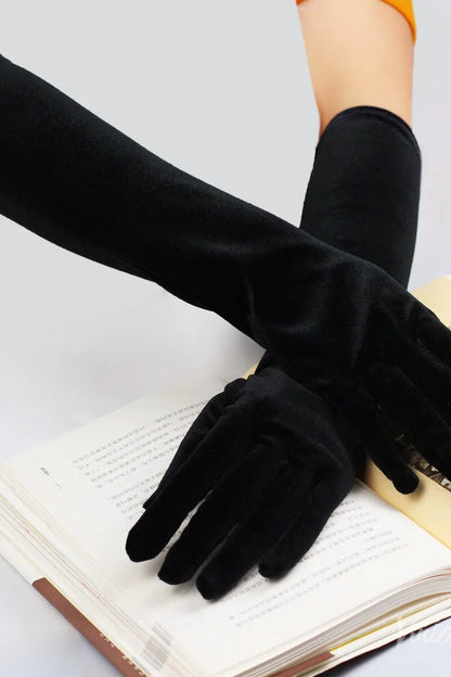 Black Long Evening Gloves for Women, Stretch Opera Length Formal Gloves, Elegant Prom Wedding Party Costume Gloves-Bridal Gloves 2026-Viniodress-Black-Elbow-