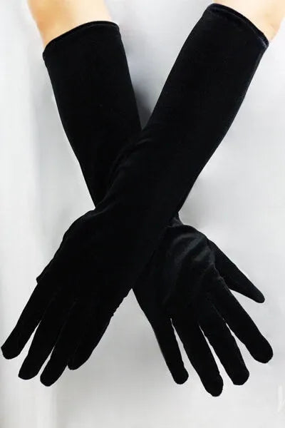 Black Long Evening Gloves for Women, Stretch Opera Length Formal Gloves, Elegant Prom Wedding Party Costume Gloves-Bridal Gloves 2026-Viniodress-Black-Elbow-