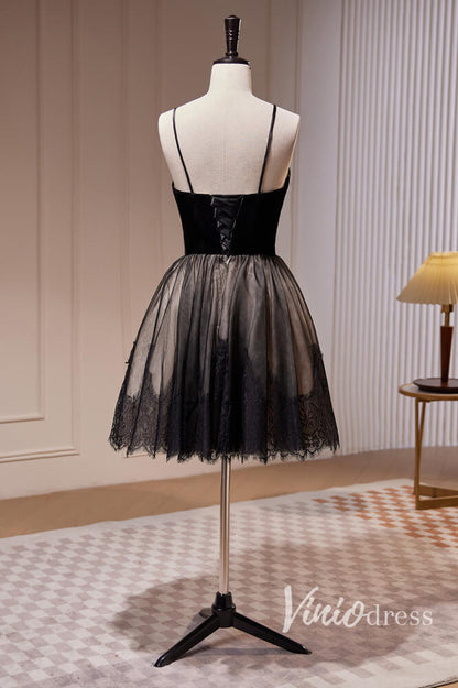 Black Long Prom Dresses Spaghetti Strap Homecoming Dress SD1620-prom dresses 2025 -Viniodress-Long-Black-Custom Size