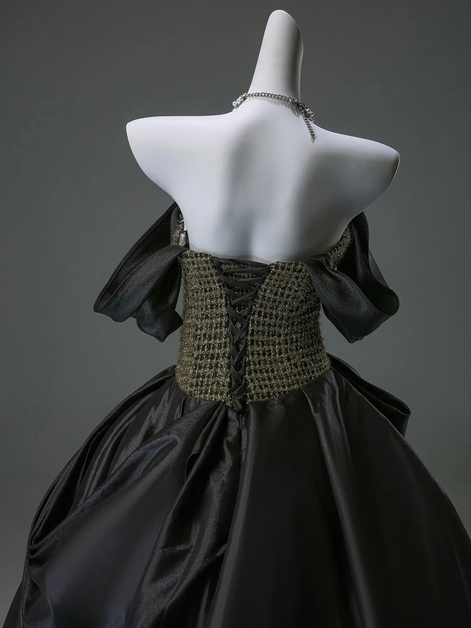 Black Off the Shoulder Satin Formal Gown with Bow-Tie Waist & Sparkly Bodice - CQ0135-Couture Gown 2025 -Viniodress-Black-Custom Size-