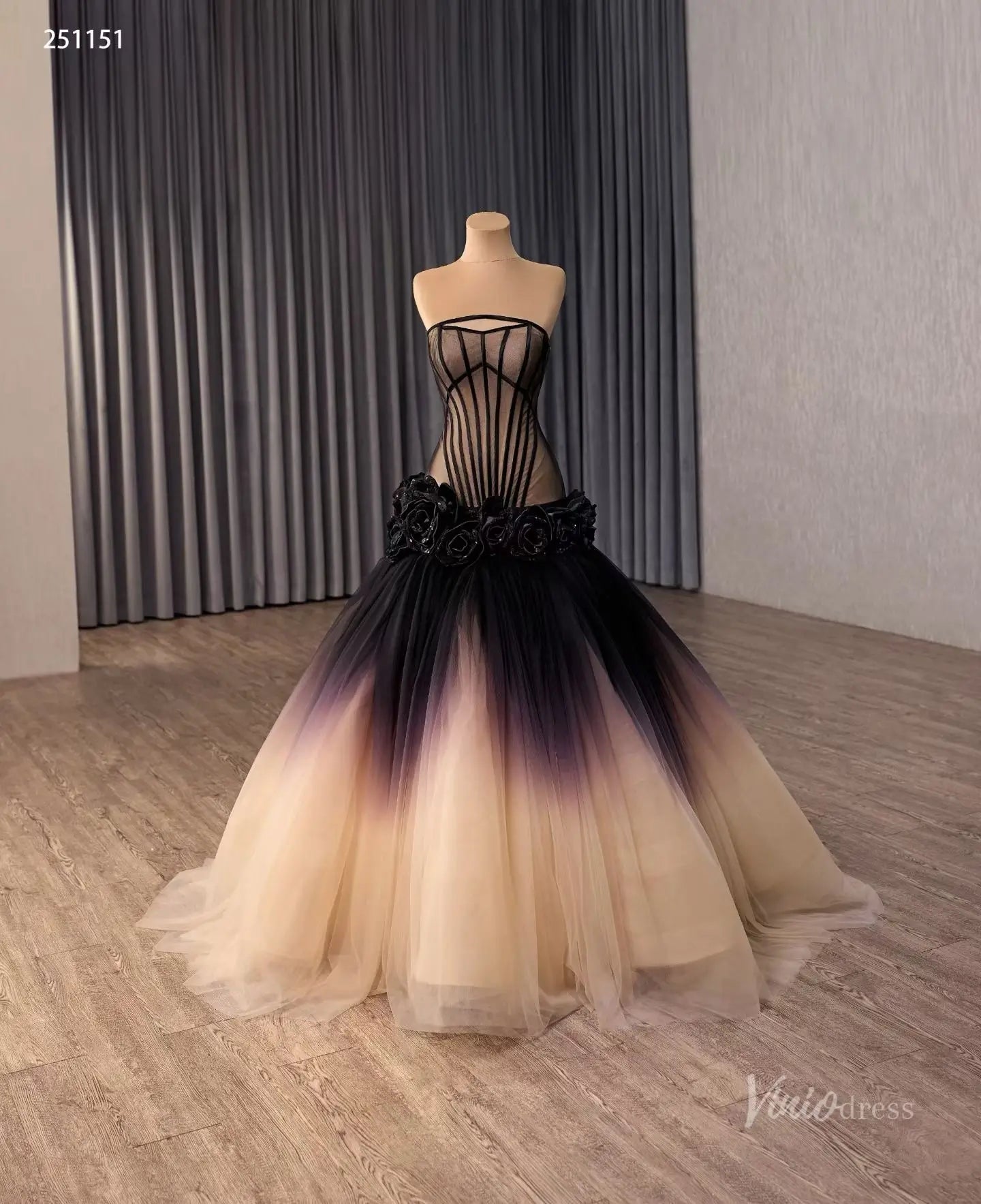 251151 50cm black wedding-wedding dresses 2026-Viniodress-Black-Custom Size – Add Measurements in Cart-
