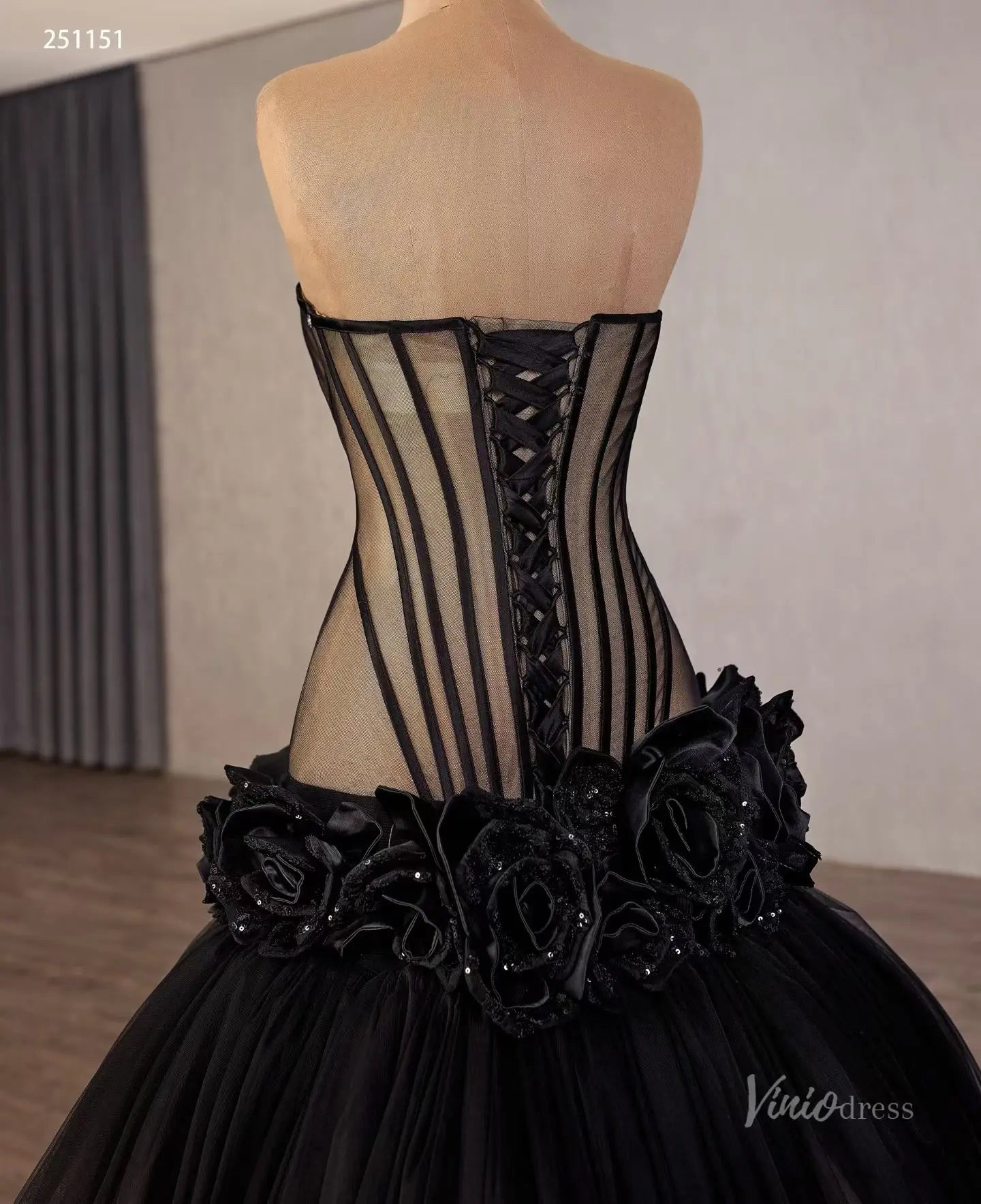 251151 50cm black wedding-wedding dresses 2026-Viniodress-Black-Custom Size – Add Measurements in Cart-