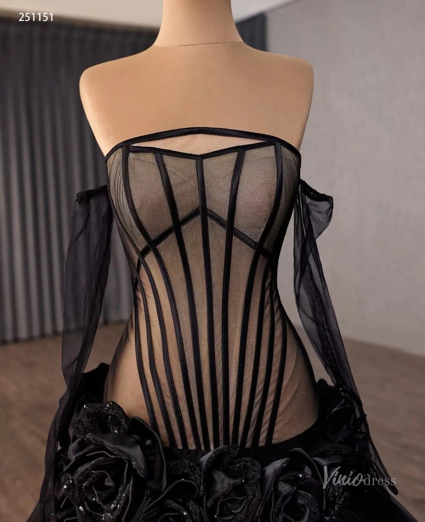 251151 50cm black wedding-wedding dresses 2026-Viniodress-Black-Custom Size – Add Measurements in Cart-