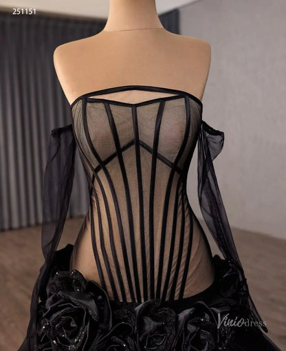 251151 50cm black wedding-wedding dresses 2026-Viniodress-Black-Custom Size – Add Measurements in Cart-