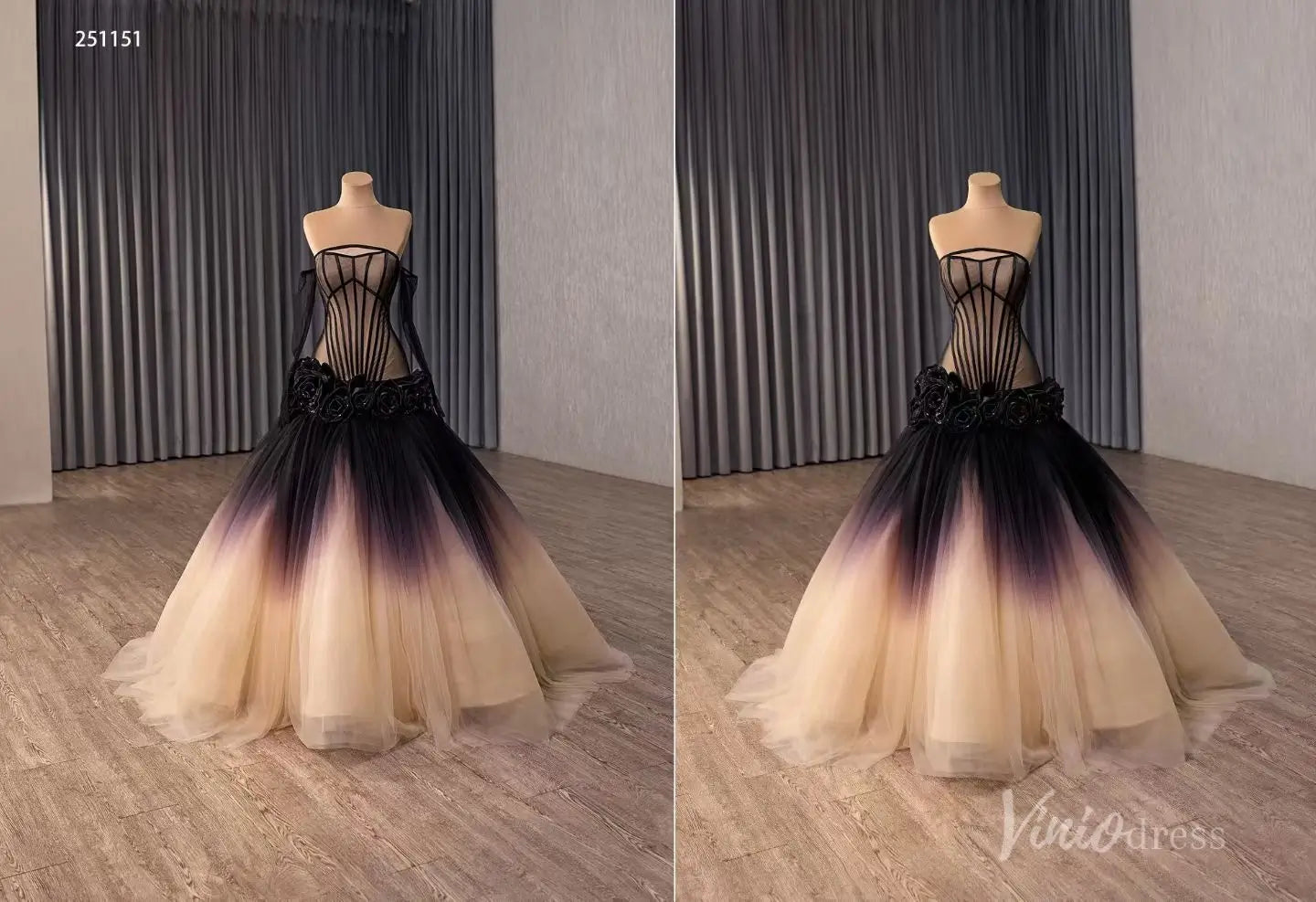 251151 50cm black wedding-wedding dresses 2026-Viniodress-Black-Custom Size – Add Measurements in Cart-