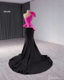 Black Pink Mermaid Prom Dresses One Shoulder Pageant Gown 241106-Prom Dresses-Viniodress-Viniodress