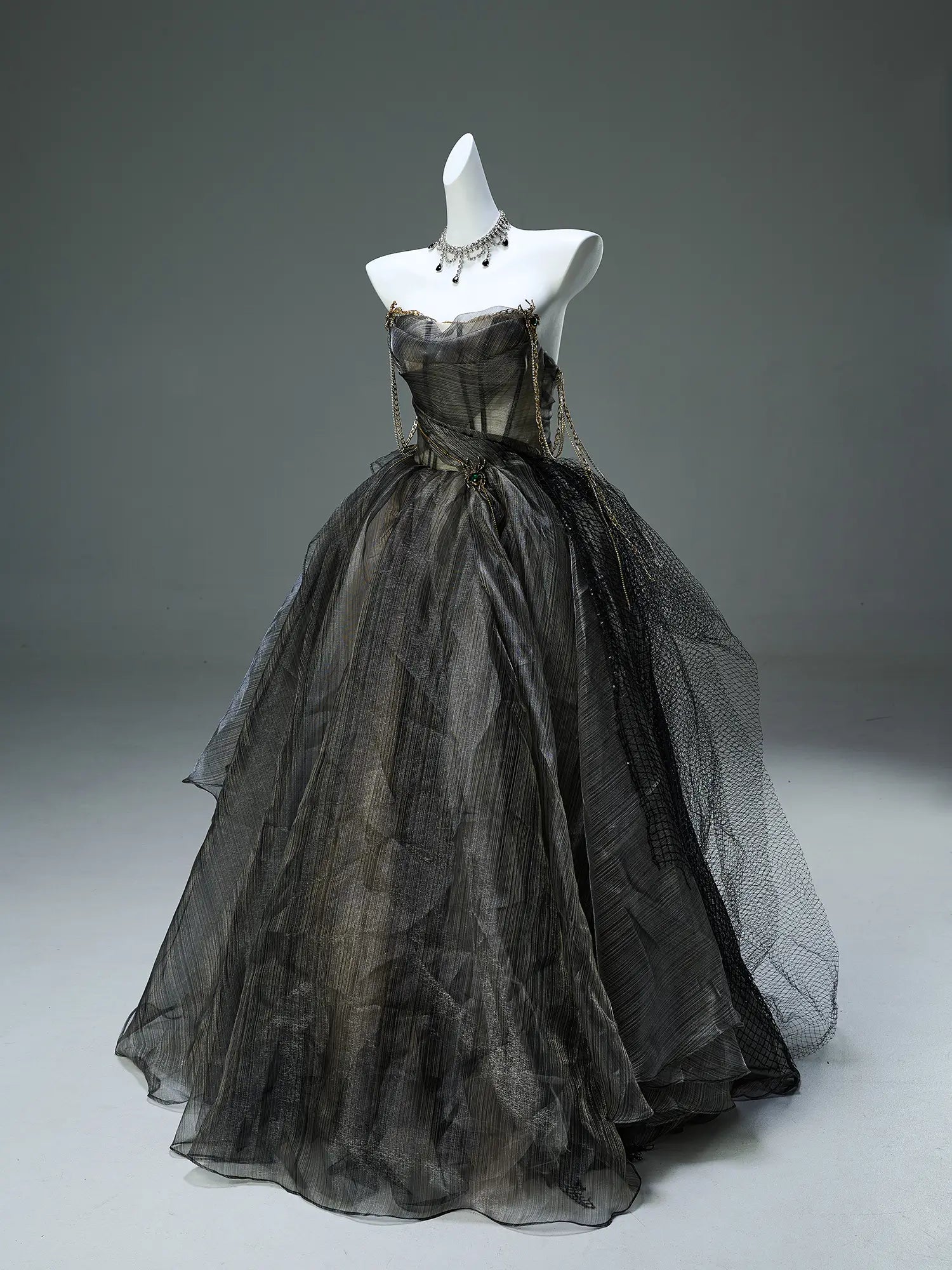 Black Pleated Tulle Prom Dresses with Sweetheart Neckline & Sheer Boned Bodice - CQ0127-Couture Gown 2025 -Viniodress-Black-Custom Size-