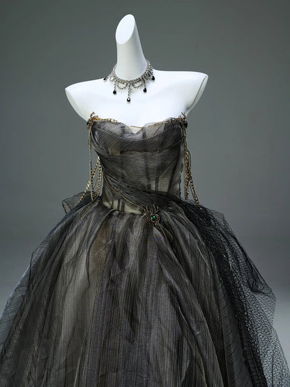 Black Pleated Tulle Prom Dresses with Sweetheart Neckline & Sheer Boned Bodice - CQ0127-Couture Gown 2025 -Viniodress-Black-Custom Size-