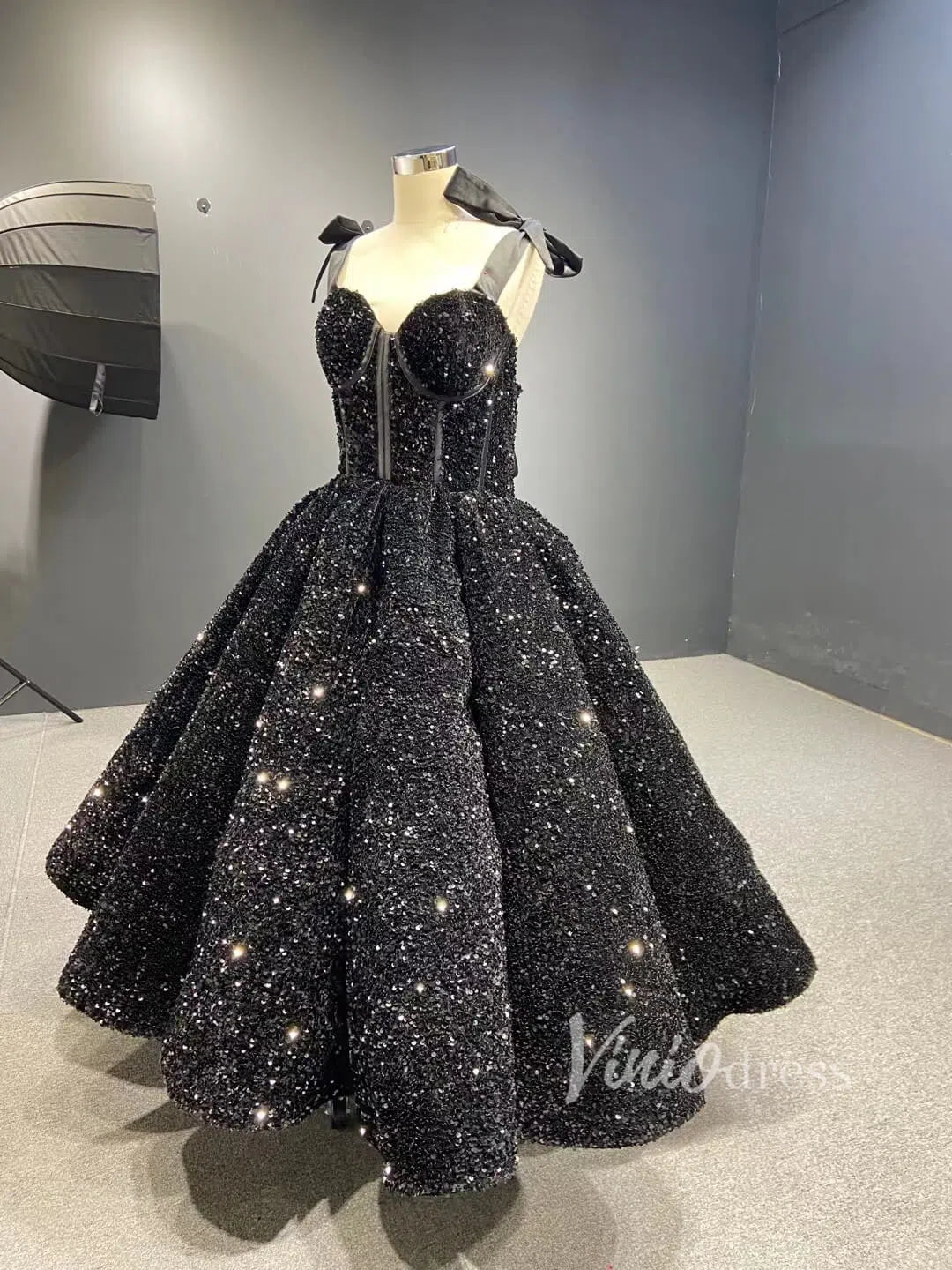 Black Prom Dress Vintage Sweetheart Masquerade Dress FD1763 Tea Length-prom dresses 2025 -Viniodress-Black-Custom Size-
