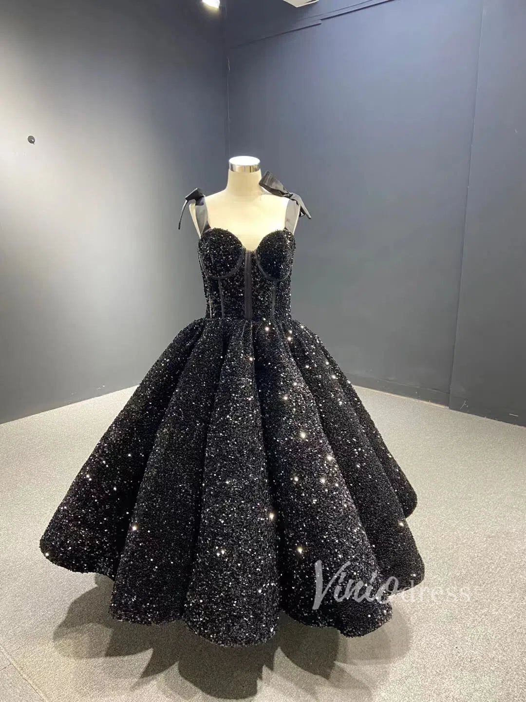Black Prom Dress Vintage Sweetheart Masquerade Dress FD1763 Tea Length-prom dresses 2025 -Viniodress-Black-Custom Size-