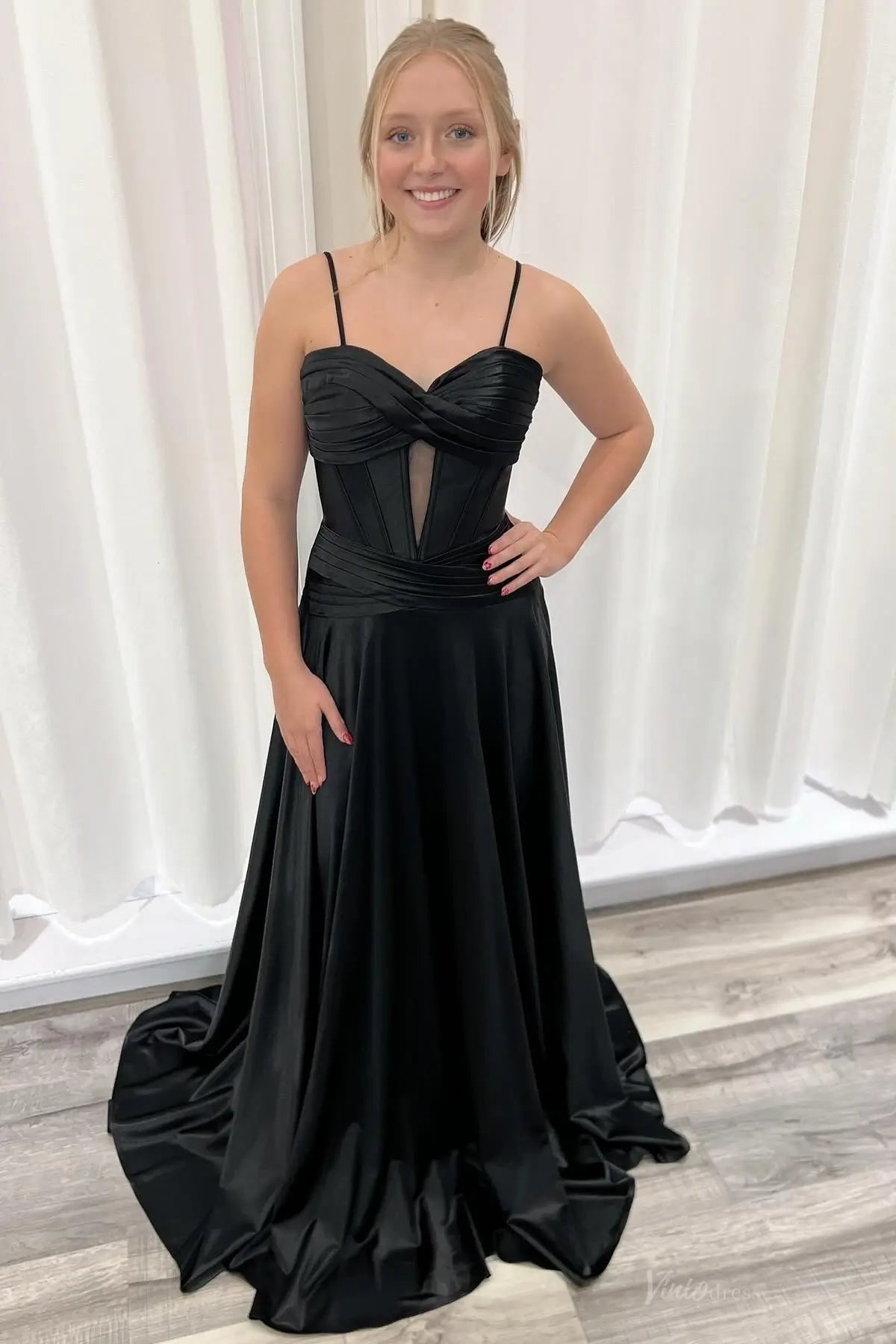 AS061-prom dresses 2026-Viniodress-Black-Custom Size-