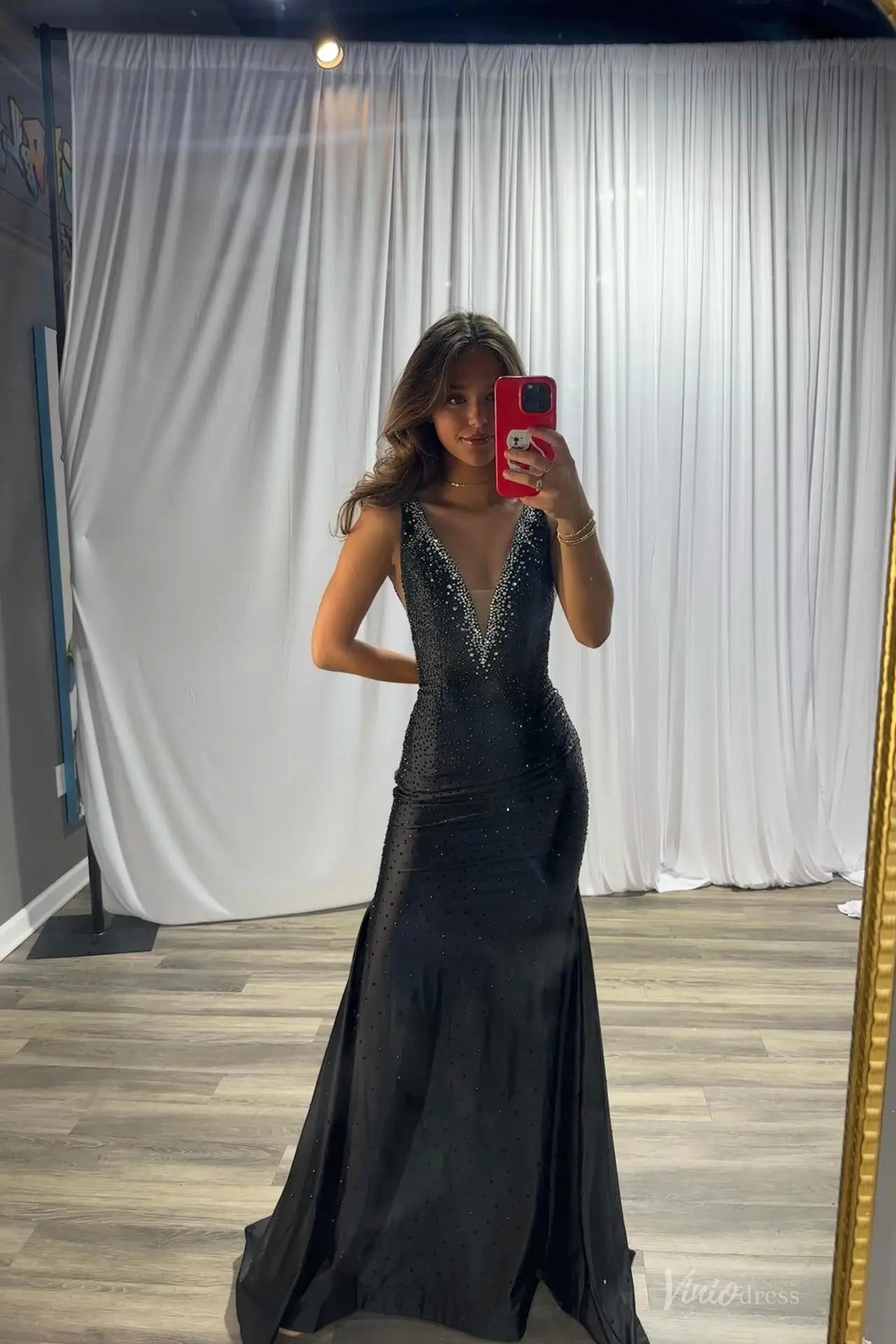 SS260-prom dresses 2026-Viniodress-Black-Custom Size-