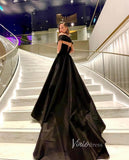 Black Satin Prom Dresses with Slit, Off the Shoulder Evening Gown FD3634-prom dresses-Viniodress-Viniodress