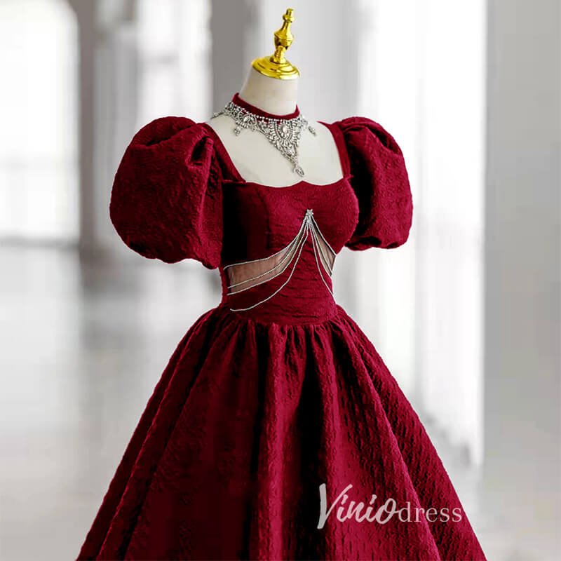 Black Satin Quinceanera Dresses Puffed Sleeve Prom Ball Gown FD3243-prom dresses 2025 -Viniodress-Black-Custom Size-