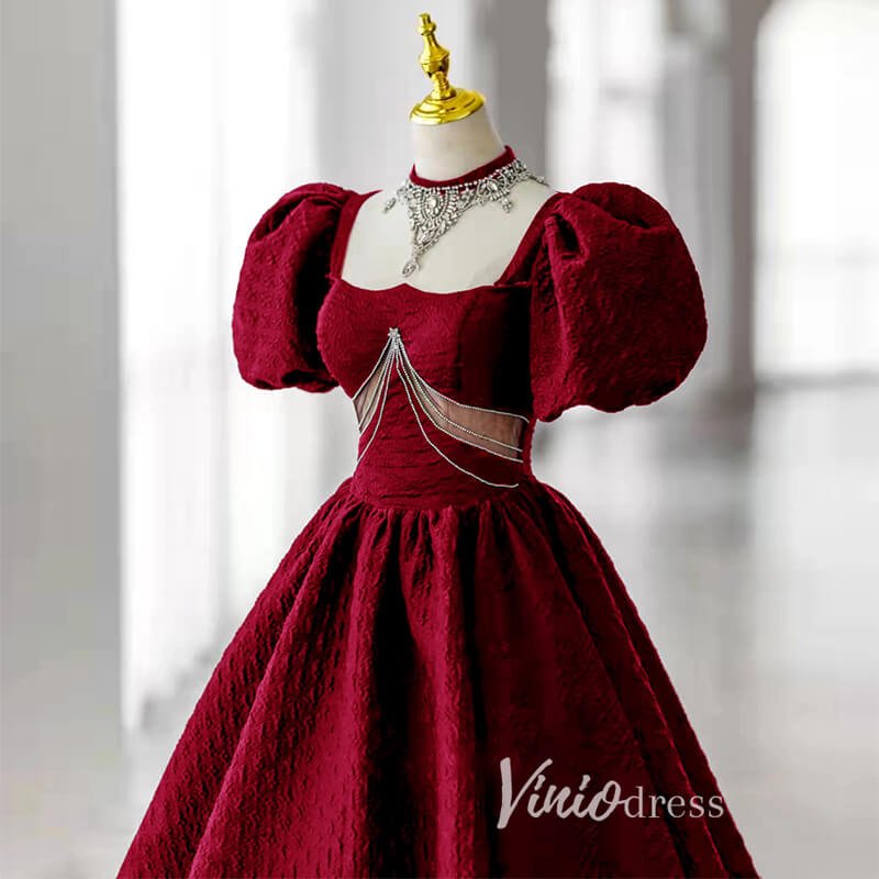 Black Satin Quinceanera Dresses Puffed Sleeve Prom Ball Gown FD3243-prom dresses 2025 -Viniodress-Black-Custom Size-