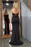 prom dresses 2025 Black Satin Strapless Mermaid Prom Dress 2025 with Lace Bodice & Slit – FD5015-plus size wedding dresses Viniodress-Black-Custom Size-