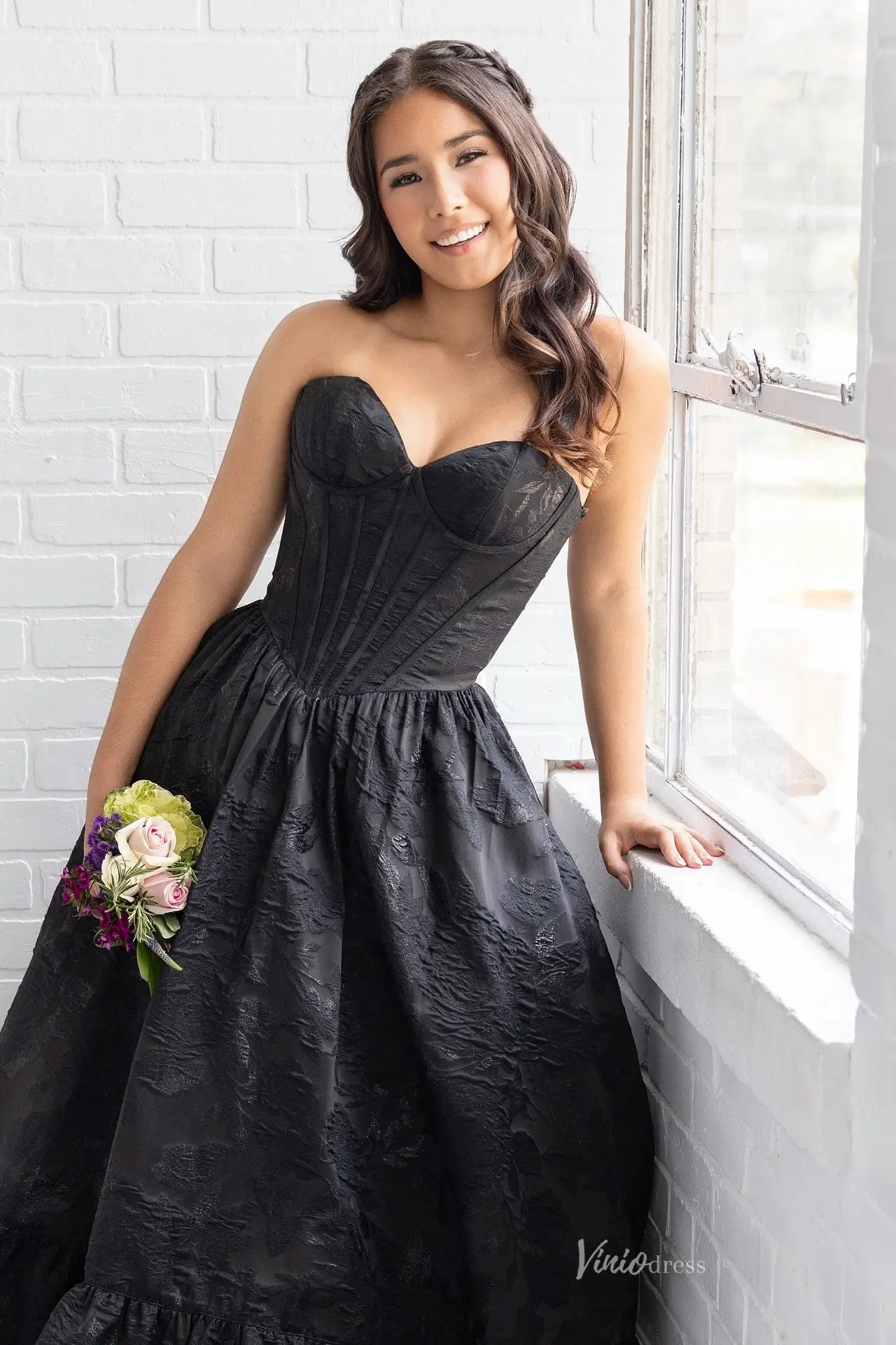 JC026-prom dresses 2026-Viniodress-Black-Custom Size-