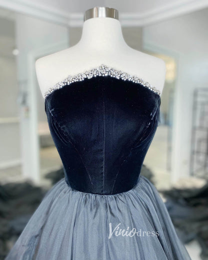 Black Strapless Prom Dresses A-Line Evening Dress FD3138-prom dresses 2025 -Viniodress-Black-Custom Size-