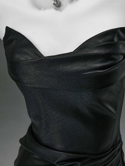 Black Strapless Satin Prom Dresses with Sweetheart Neckline & Ruched Bodice - CQ0134-Couture Gown 2025 -Viniodress-Black-Custom Size-