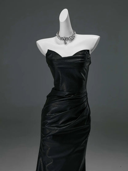 Black Strapless Satin Prom Dresses with Sweetheart Neckline & Ruched Bodice - CQ0134-Couture Gown 2025 -Viniodress-Black-Custom Size-