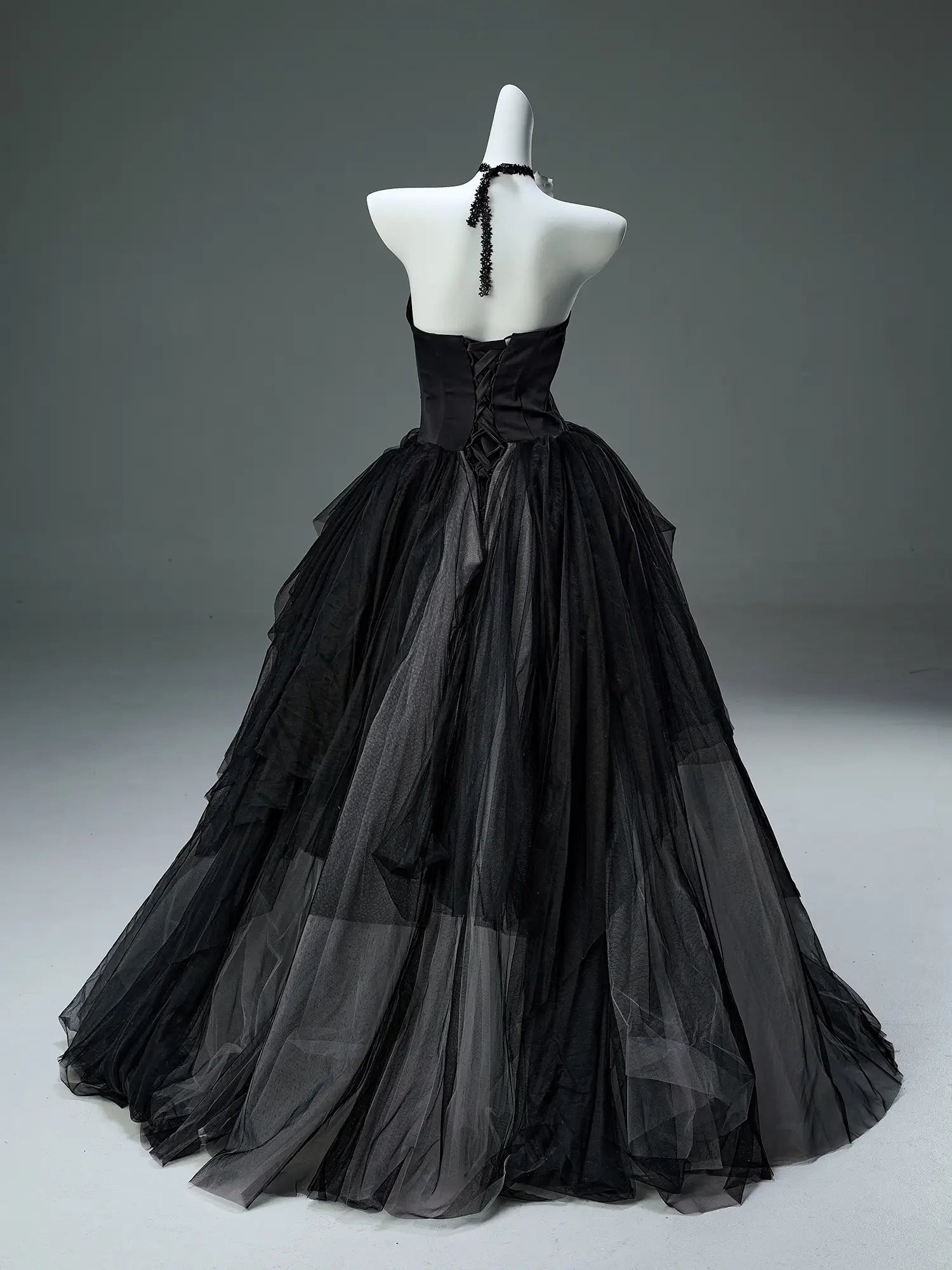 Black Strapless Tulle Formal Gown with 3D Flower & Sweetheart Neckline - CQ0112-Couture Gown 2025 -Viniodress-Black-Custom Size-