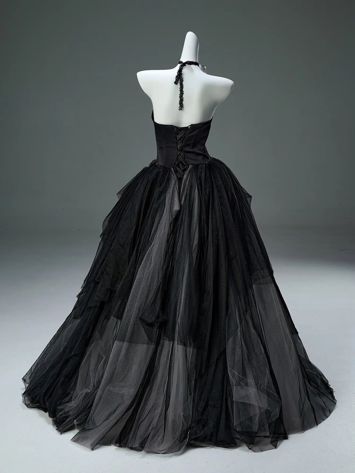 Black Strapless Tulle Formal Gown with 3D Flower & Sweetheart Neckline - CQ0112 - ViniodressCouture GownBlackCustom Size - Formal Dresses - Ball Gowns