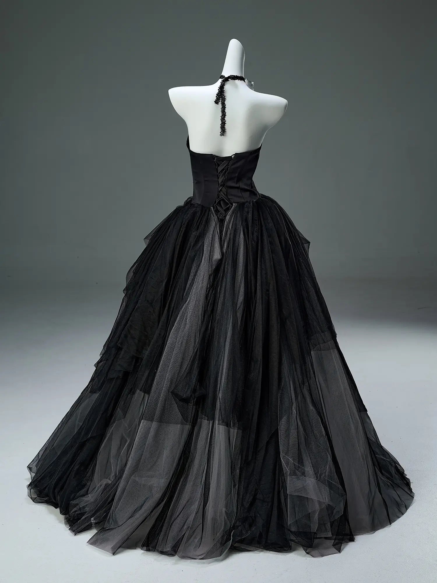 Black Strapless Tulle Formal Gown with 3D Flower & Sweetheart Neckline - CQ0112 - ViniodressCouture GownBlackCustom Size - Formal Dresses - Ball Gowns