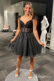 Black Sweetheart Feather Homecoming Dresses Sparkly Lace Back to School Dress SD1681-Homecoming Dresses-Viniodress-Black-Custom Size-Viniodress