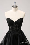 Black Sweetheart Strapless Homecoming Dresses Ruffled Lace Back to School Dress S24042-prom dresses-Viniodress-Viniodress