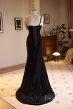 Black Velvet Mermaid Prom Dresses Bow-Tie Evening Dress AD1057-prom dresses-Viniodress-Viniodress