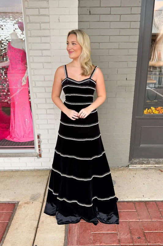 AE2025 velvet-Prom Dresses 2026-Viniodress-Black-Custom Size-