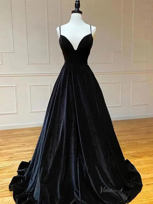 prom dresses 2025 Black Velvet FD5283-plus size wedding dresses Viniodress-Black-Custom Size-