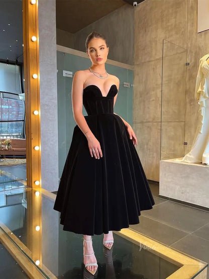 Black Velvet Prom Dresses with Sweetheart Neckline - FD5273-prom dresses 2025 -Viniodress-Black-Custom Size-