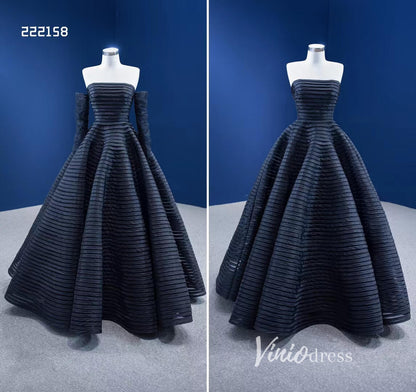 Black Wedding Dress Off the Shoulder Long Sleeve Pageant Gown 222158-prom dresses 2025 -Viniodress-Black-Custom Size-