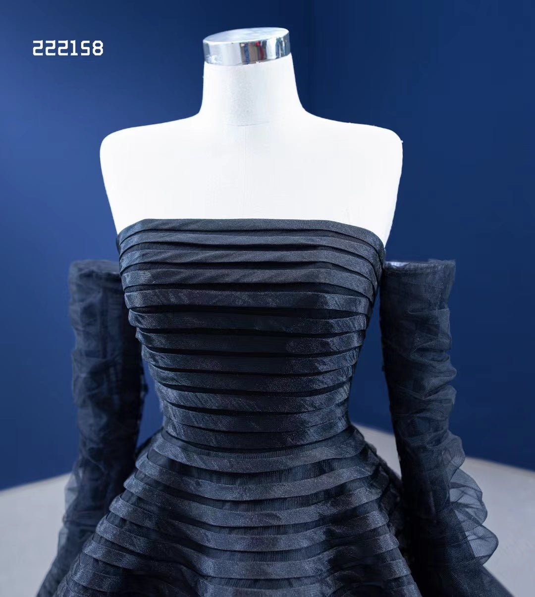 Black Wedding Dress Off the Shoulder Long Sleeve Pageant Gown 222158-prom dresses 2025 -Viniodress-Black-Custom Size-