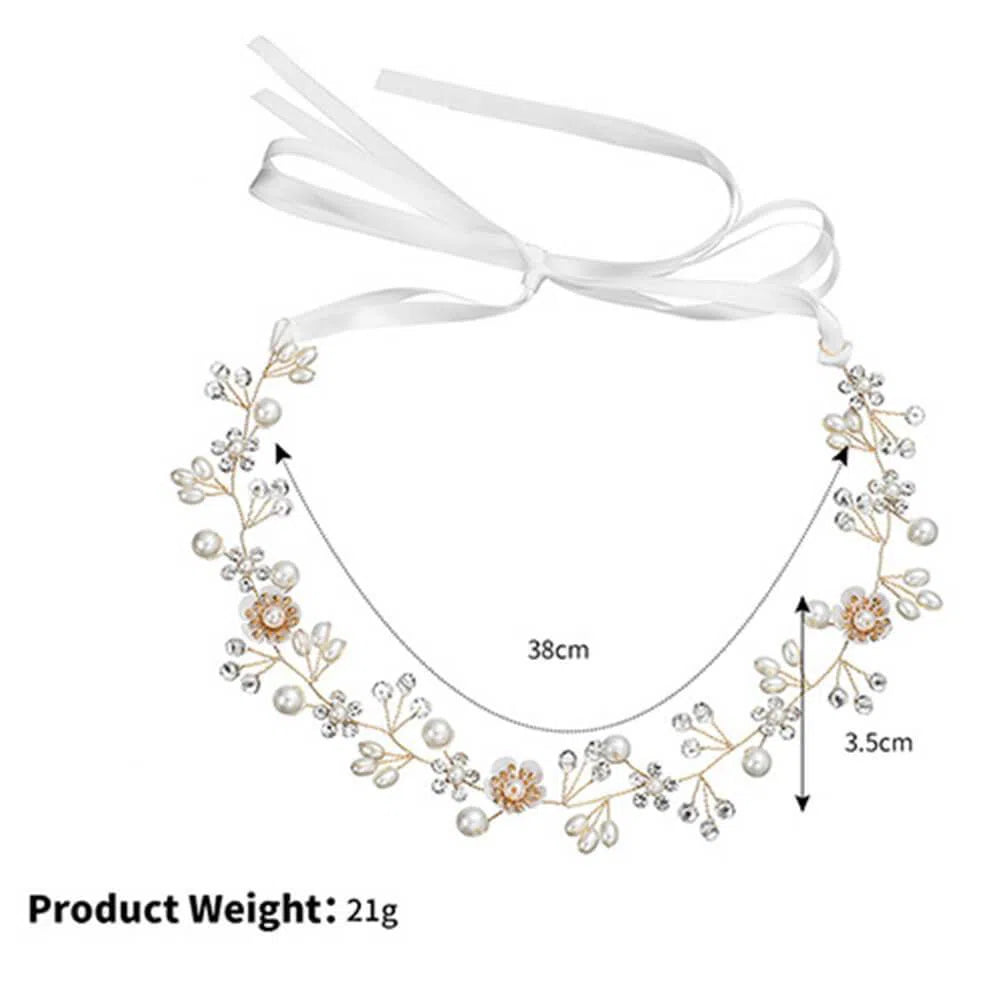 Blossom Pearl Bridal Hair Vine AC1068-Headpieces-Viniodress-Gold-Viniodress