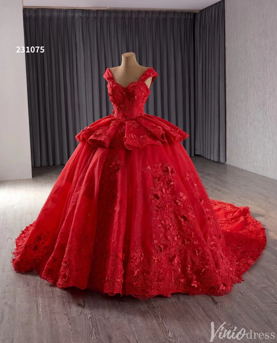 Blue 3D Flower Ball Gown Wedding Dresses Sparkly Off the Shoulder Quinceanera Dress 231075-Quinceanera Dresses 2025 -Viniodress-Blue-Custom Size-